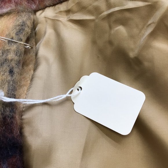 ROKH MUSTARD YELLOW / BLUE MULTI PLAID PATTERN WOOL TRENCH COAT - Picture 5 of 5